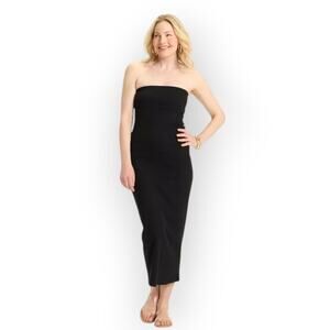 NEW Large ANewDay Knit Tube Dress Black Ribbed Strapless Bra Ankle
